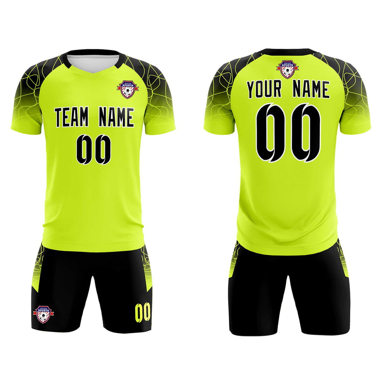 Custom Neon Green Classic Soccer Training Sets Jersey For Adults/Kids