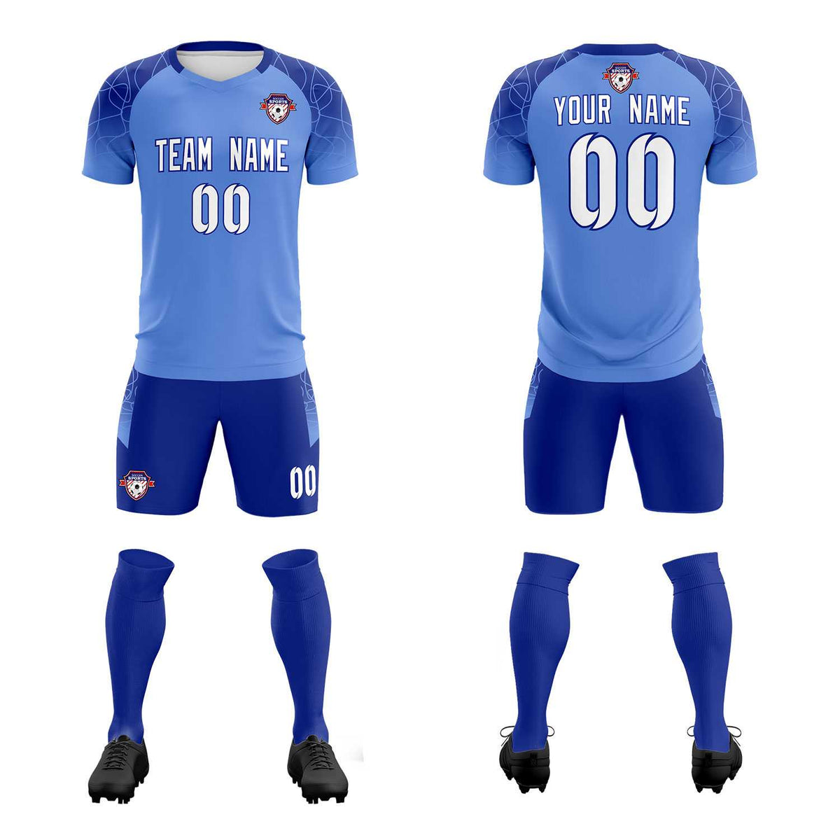 Custom Light Blue Classic Soccer Training Sets Jersey For Adults/Kids