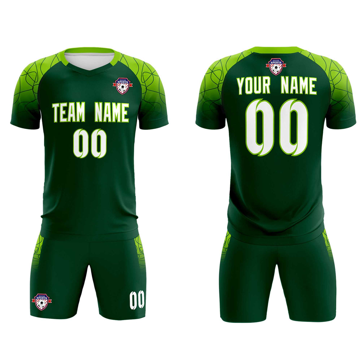 Custom Green Classic Soccer Training Kit Jersey For Adults/Kids