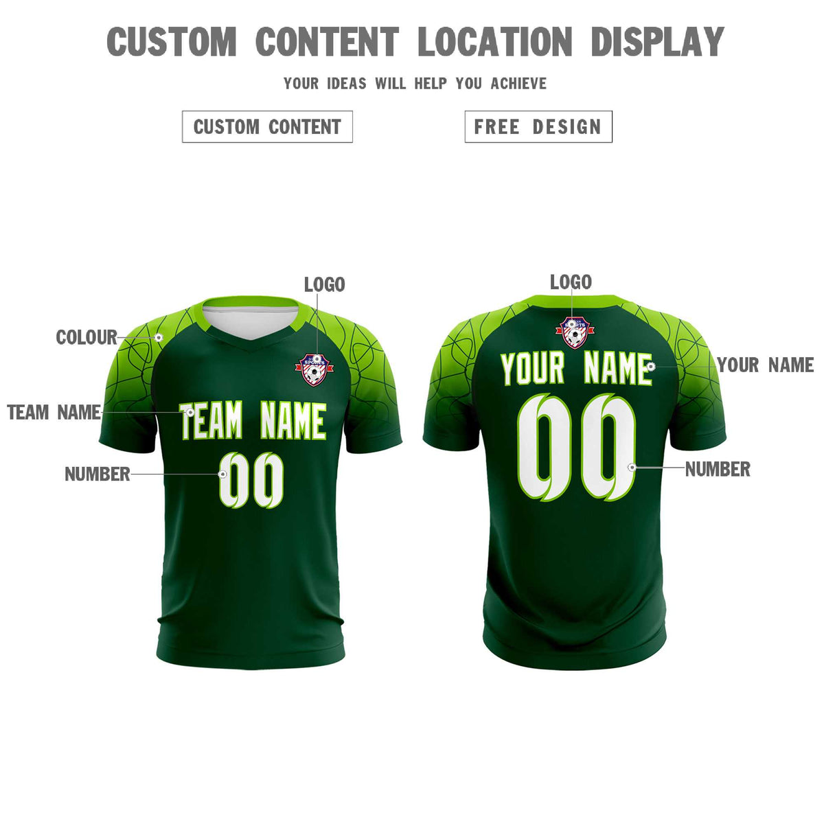 Custom Green Classic Soccer Training Kit Jersey For Adults/Kids