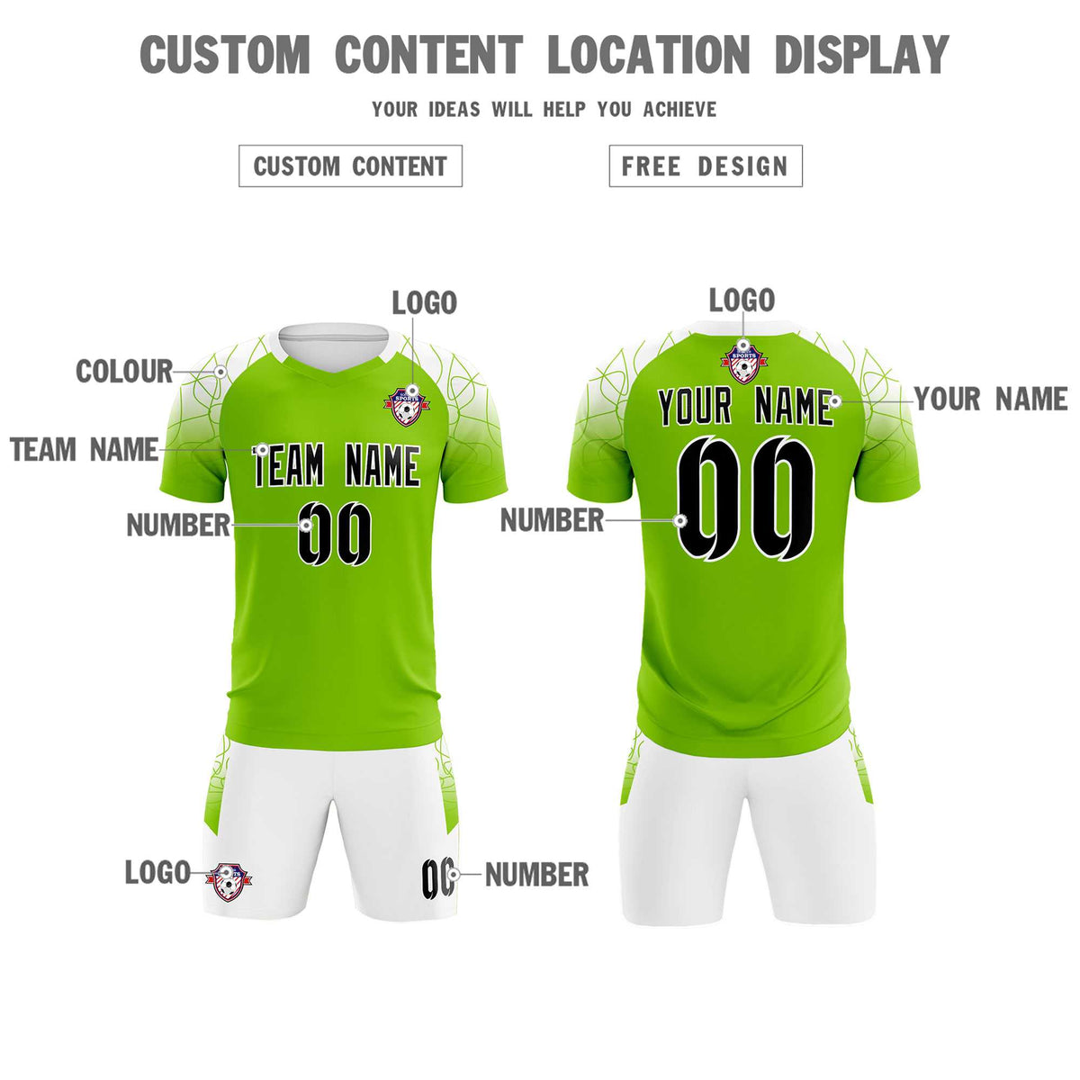 Custom Green Classic Soccer Training Kit Jersey For Adults/Kids
