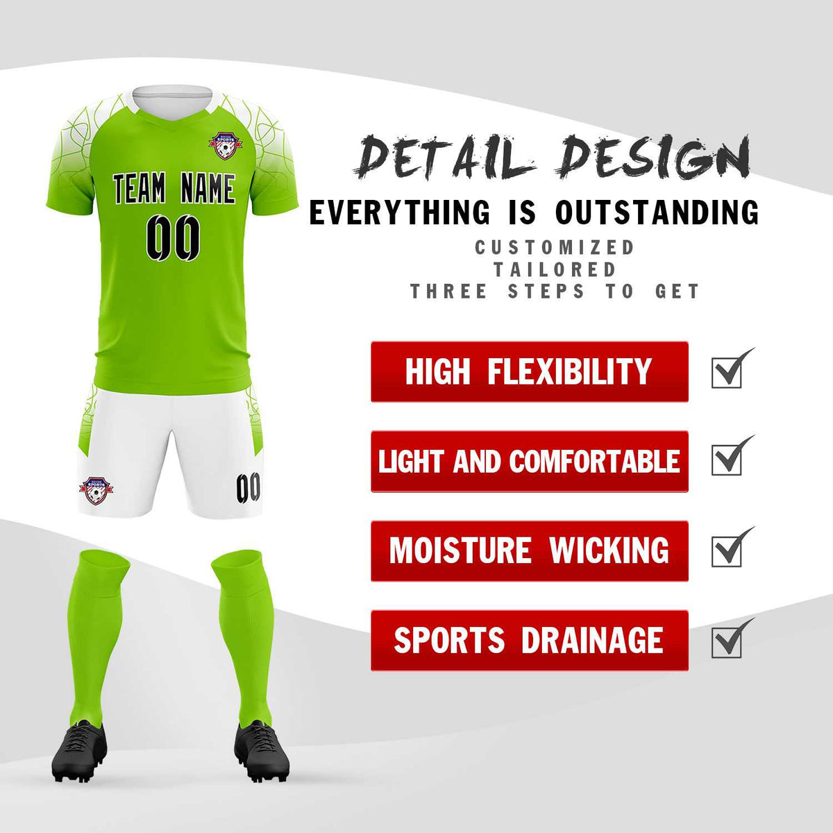 Custom Green Classic Soccer Training Kit Jersey For Adults/Kids