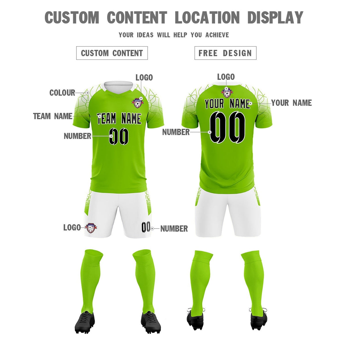 Custom Green Classic Soccer Training Kit Jersey For Adults/Kids