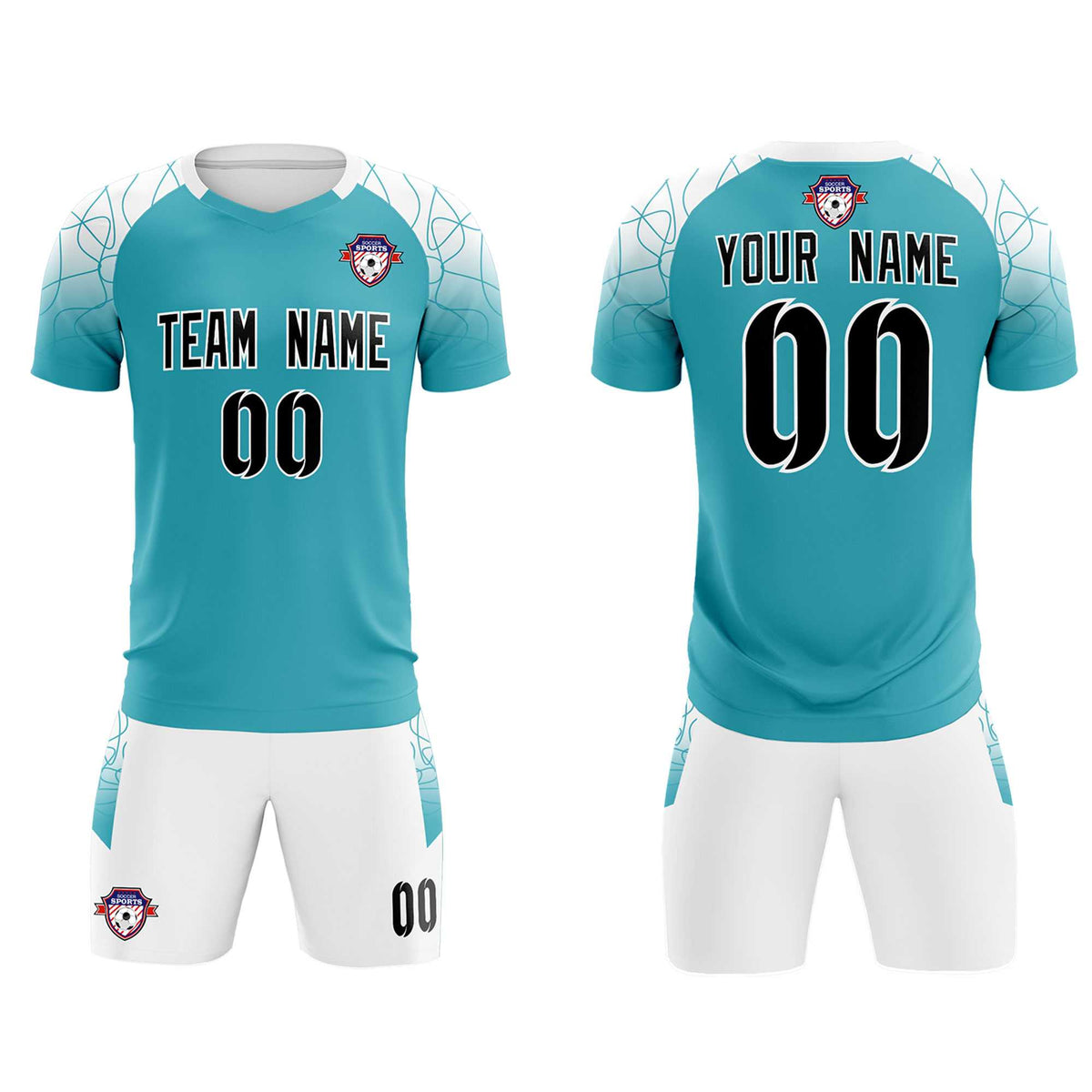Custom Aqua Classic Soccer Training Sets Jersey For Adults/Kids