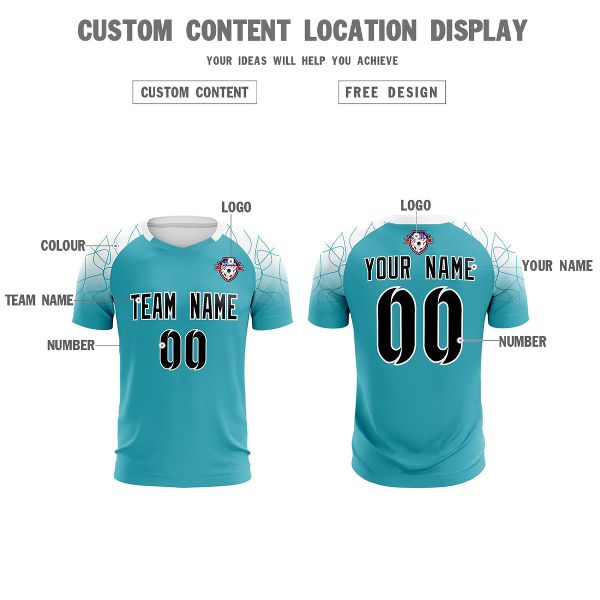 Custom Aqua Classic Soccer Training Sets Jersey For Adults/Kids