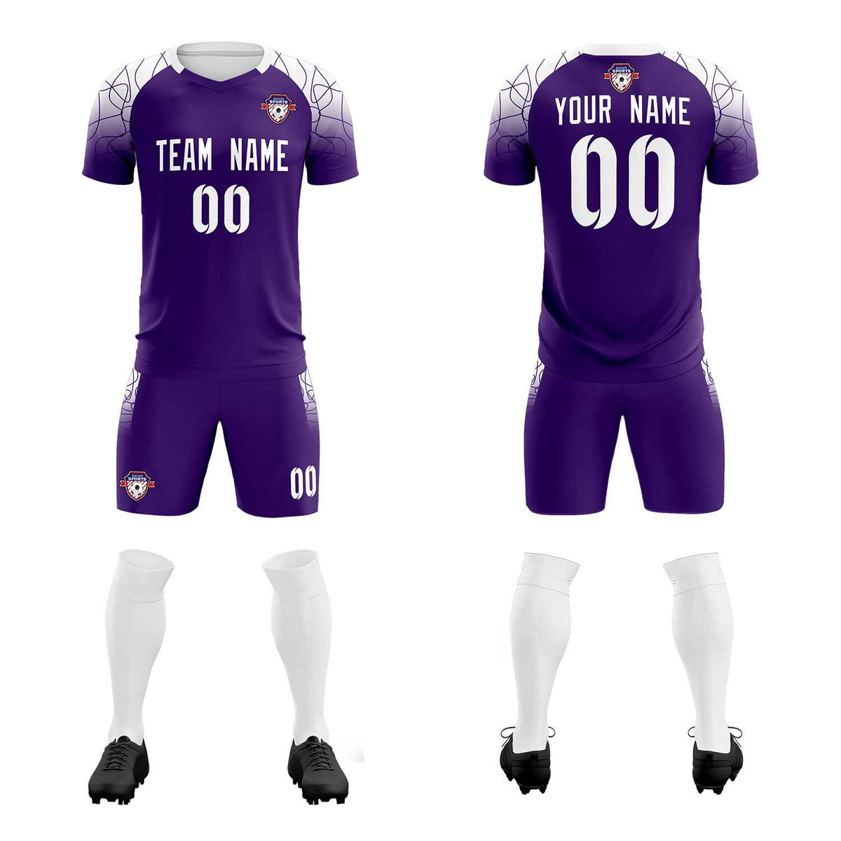 Custom Purple Classic Soccer Training Kit Jersey For Adults/Kids
