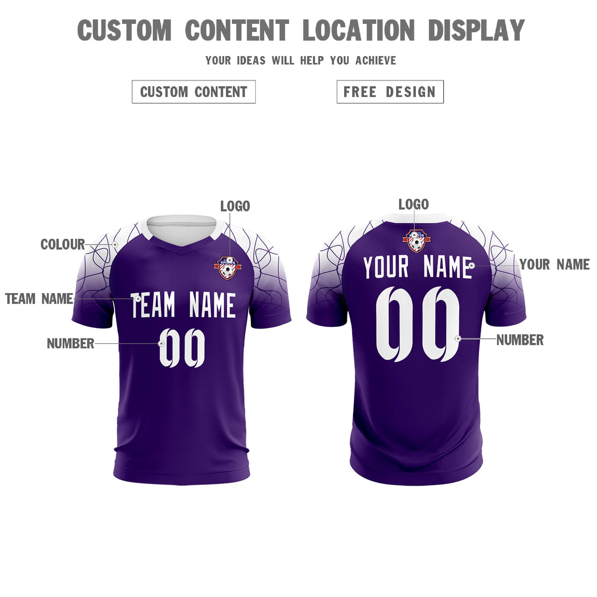 Custom Purple Classic Soccer Training Kit Jersey For Adults/Kids