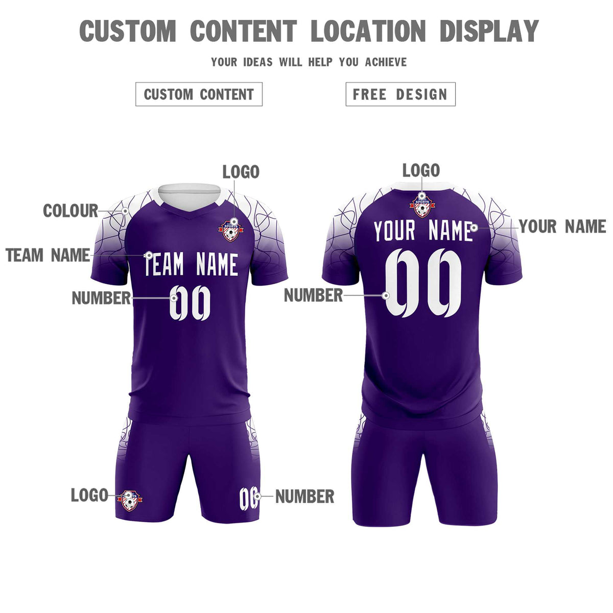 Custom Purple Classic Soccer Training Sets Jersey For Adults/Kids