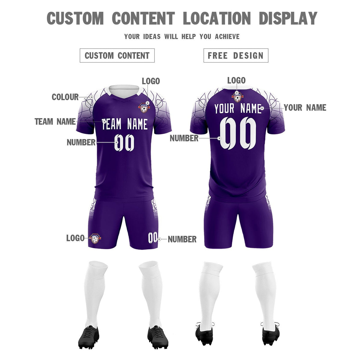 Custom Purple Classic Soccer Training Sets Jersey For Adults/Kids