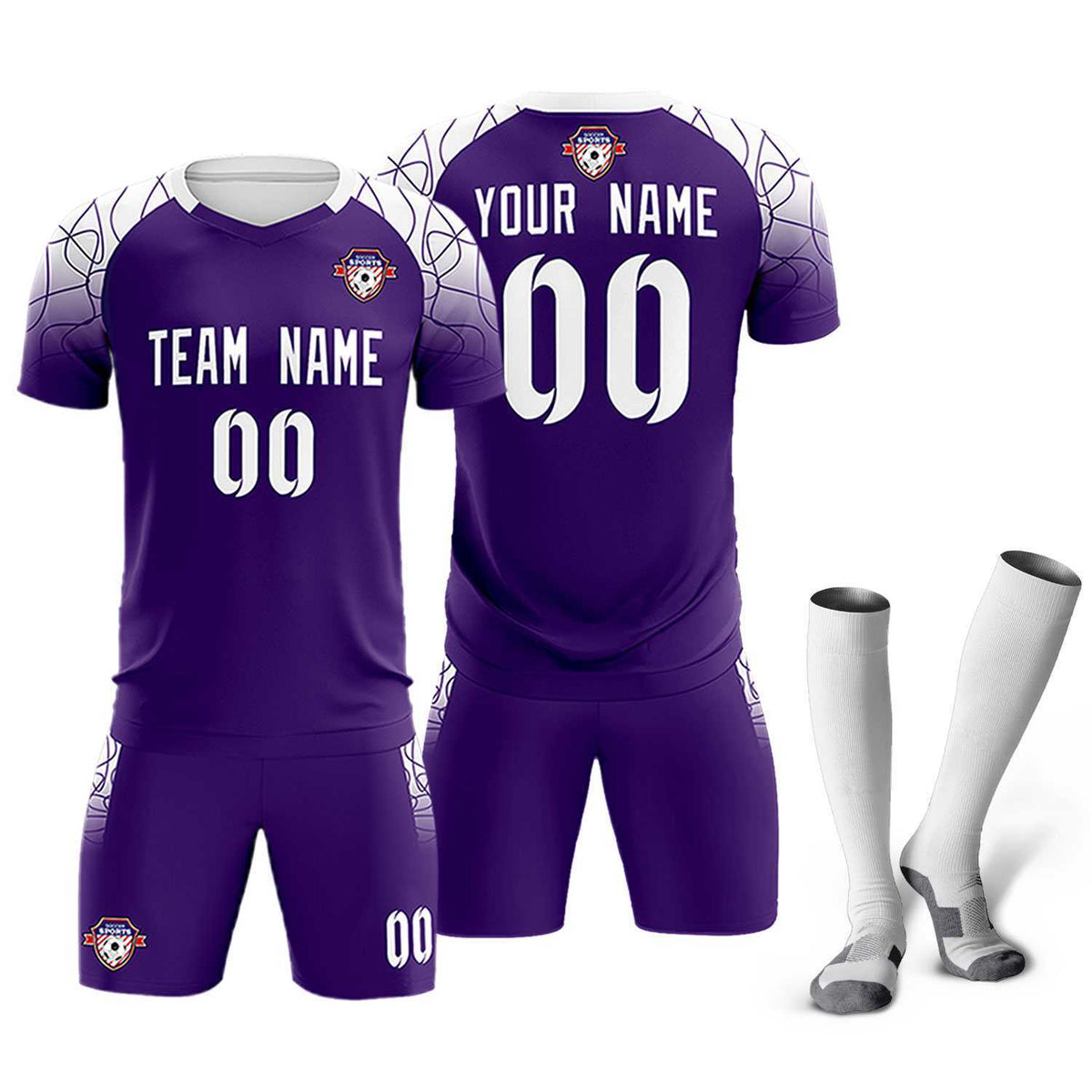 Custom Purple Classic Soccer Training Kit Jersey For Adults/Kids