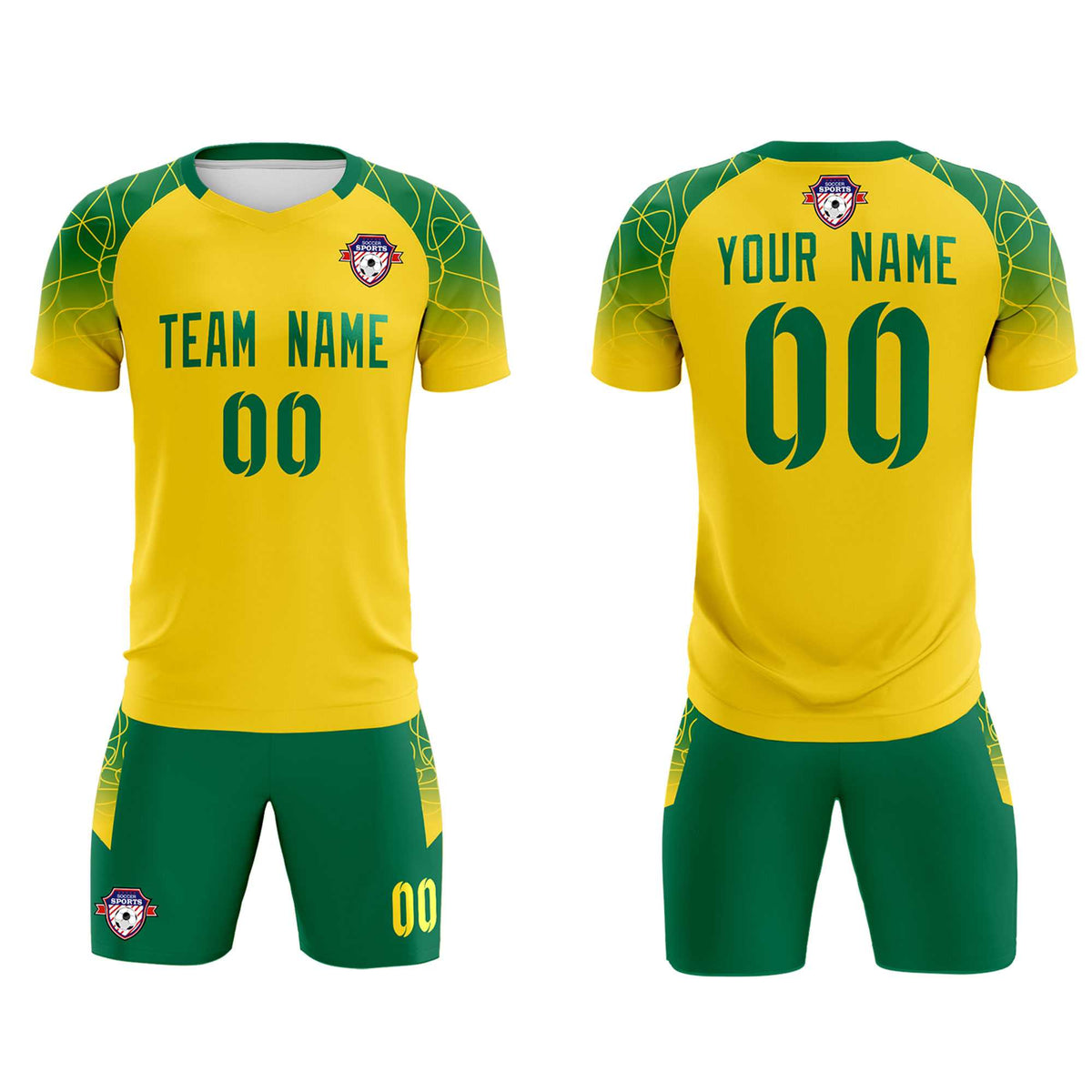 Custom Gold Classic Soccer Training Kit Jersey For Adults/Kids