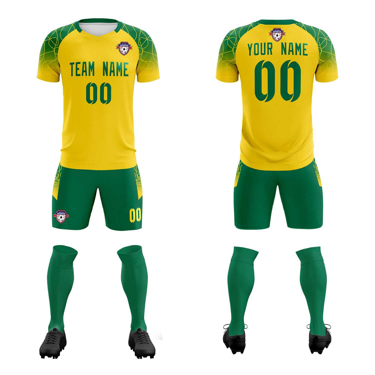 Custom Gold Classic Soccer Training Kit Jersey For Adults/Kids