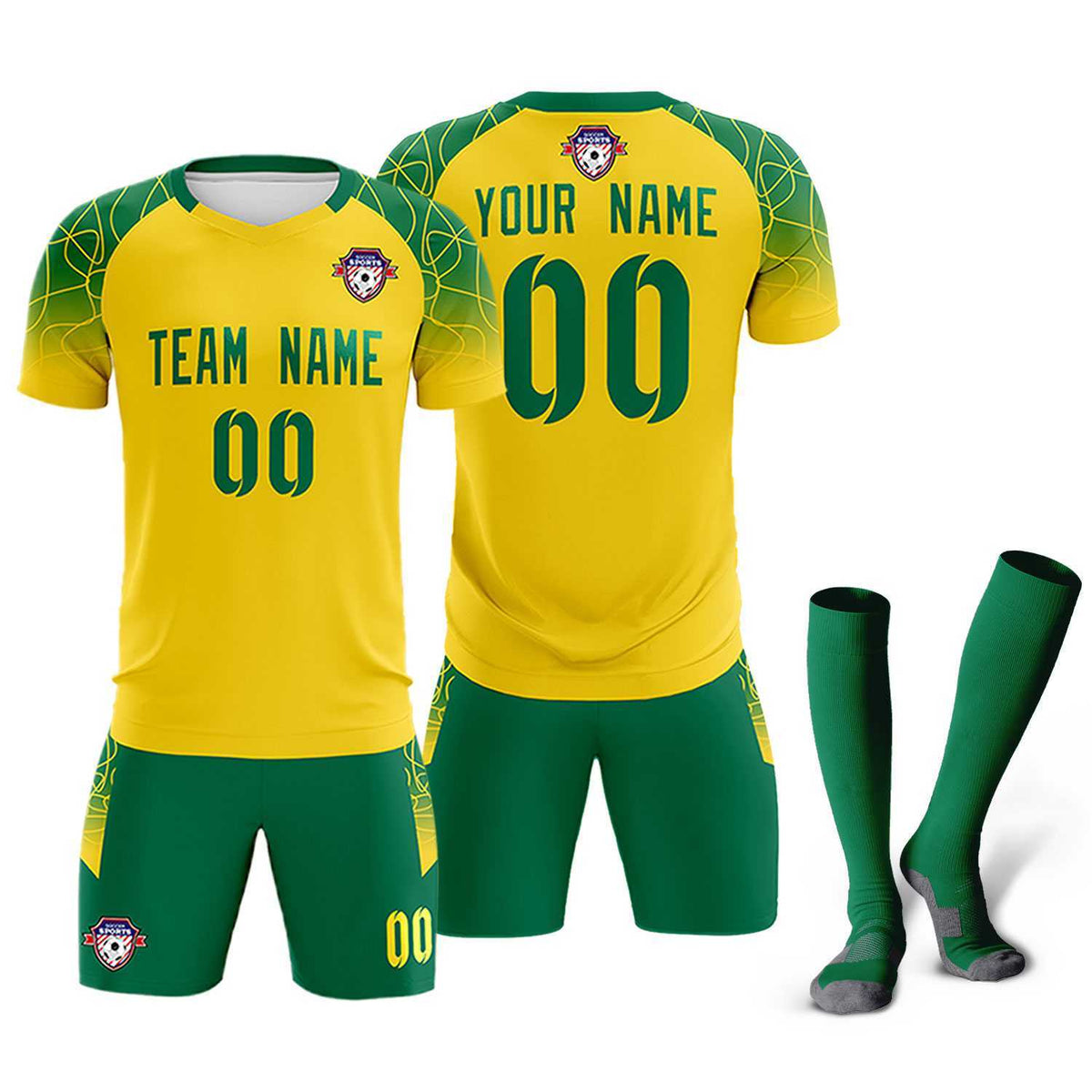 Custom Gold Classic Soccer Training Kit Jersey For Adults/Kids