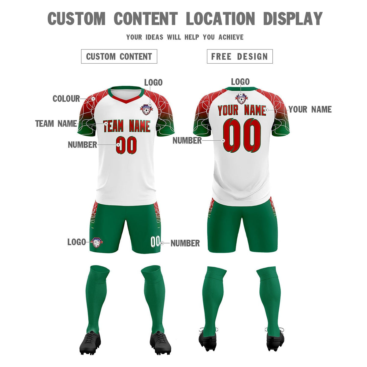 Custom White Classic Soccer Training Sets Jersey For Adults/Kids