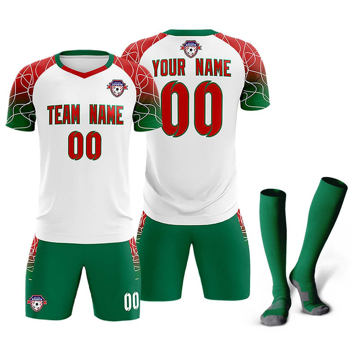 Custom White Classic Soccer Training Sets Jersey For Adults/Kids