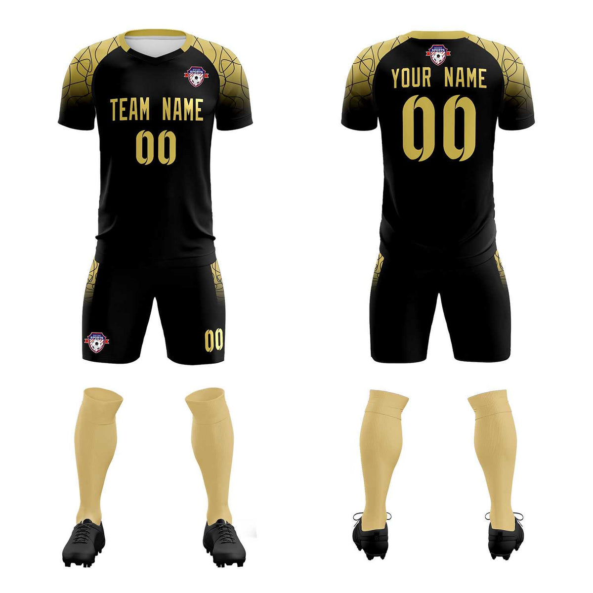 Custom Black Classic Soccer Training Kit Jersey For Adults/Kids