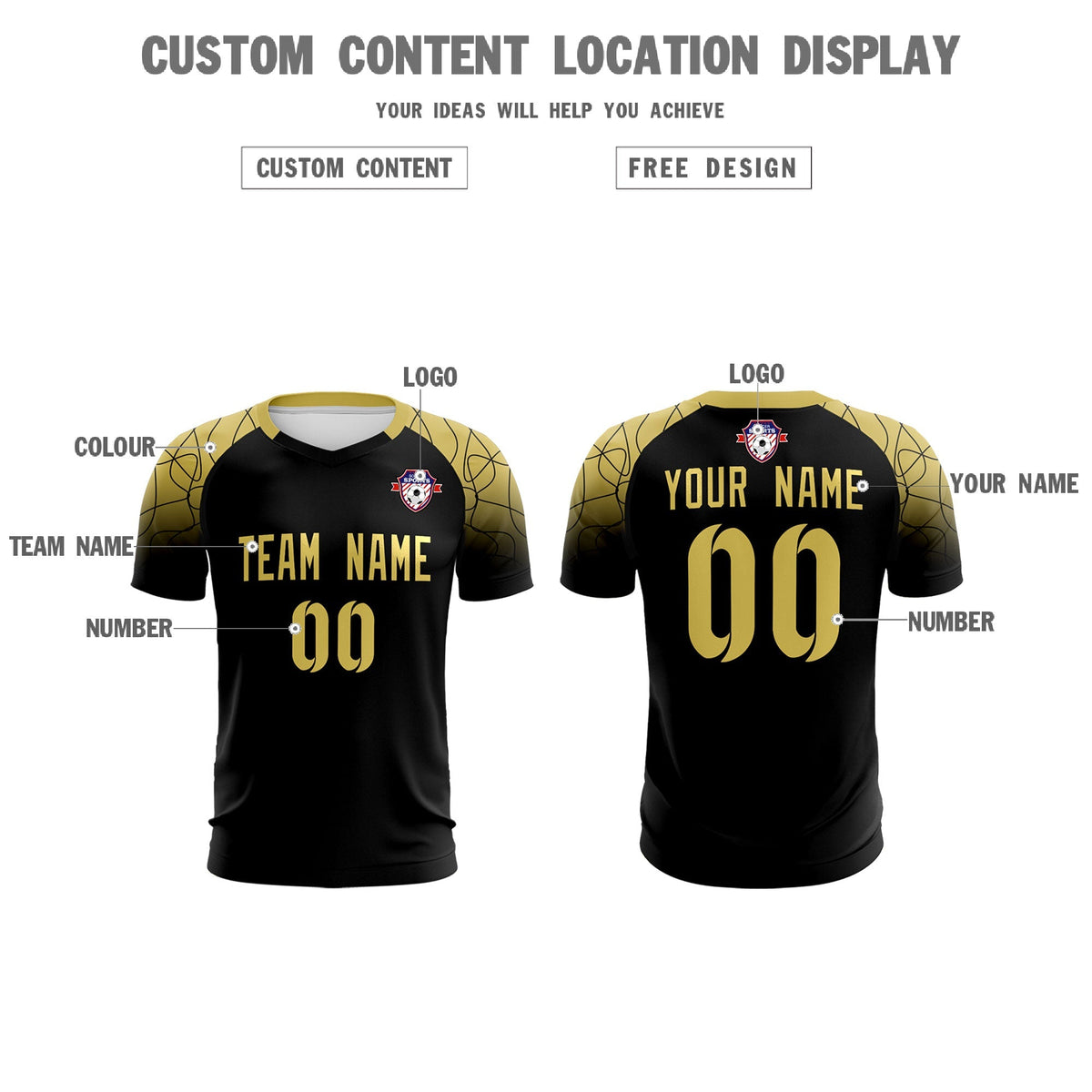 Custom Black Classic Soccer Training Kit Jersey For Adults/Kids