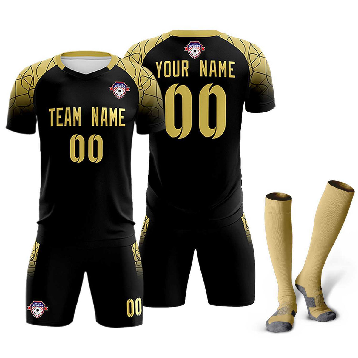 Custom Black Classic Soccer Training Kit Jersey For Adults/Kids