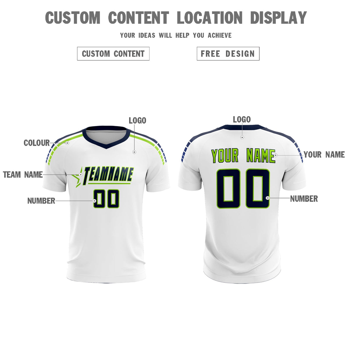 Custom White Raglan Shoulder Striped Soccer Tops/Sets Jersey