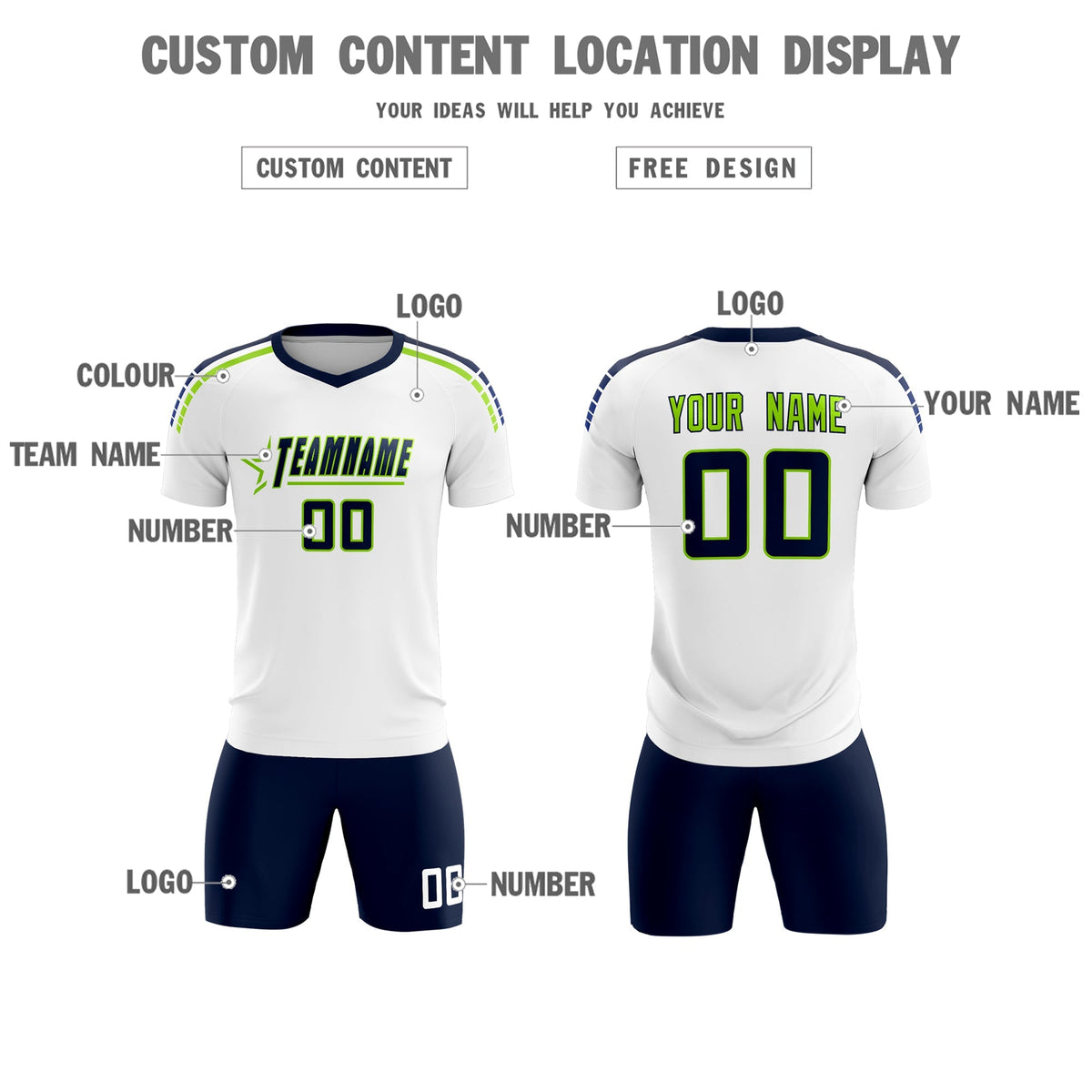 Custom White Raglan Shoulder Striped Soccer Tops/Sets Jersey