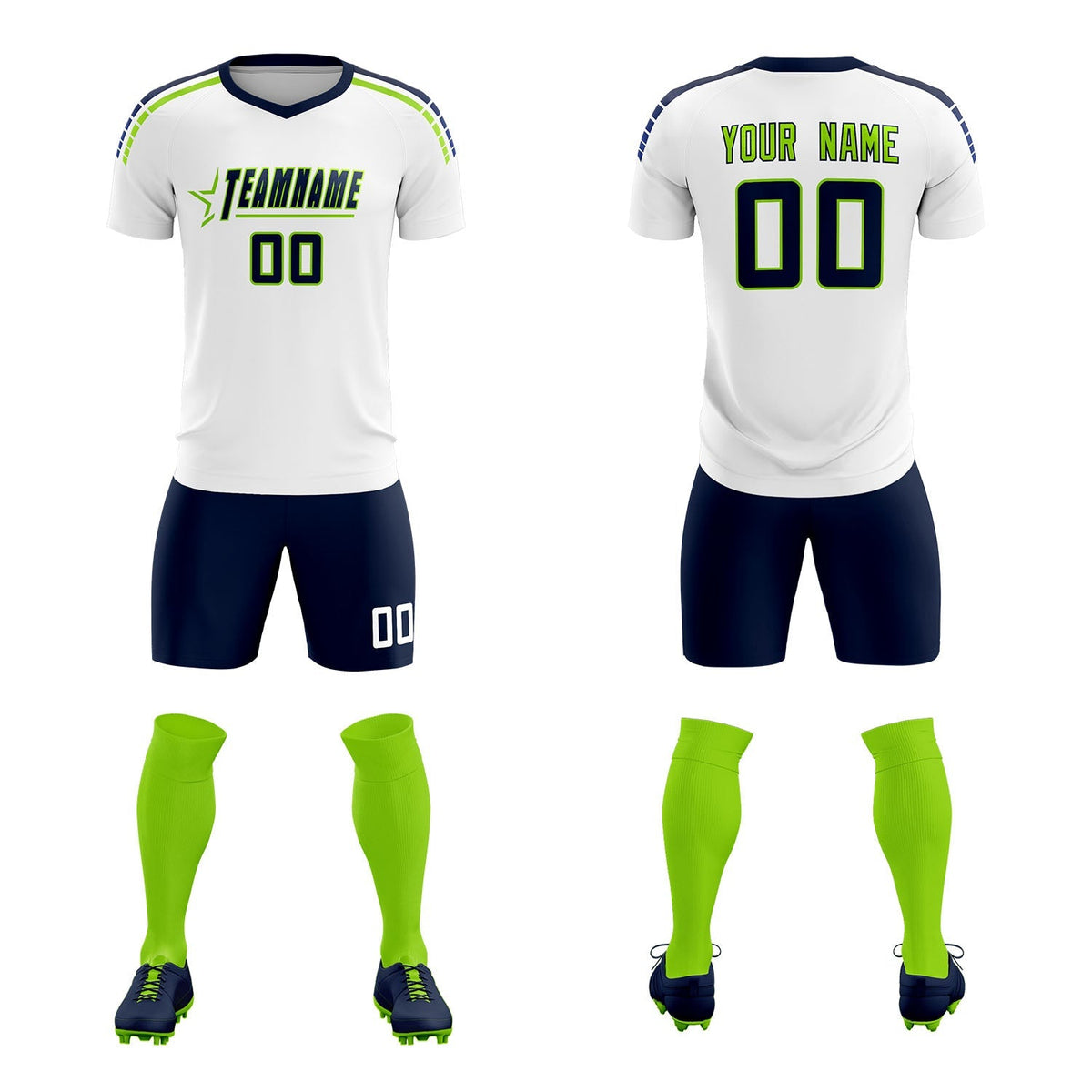 Custom White Raglan Shoulder Striped Soccer Tops/Sets Jersey