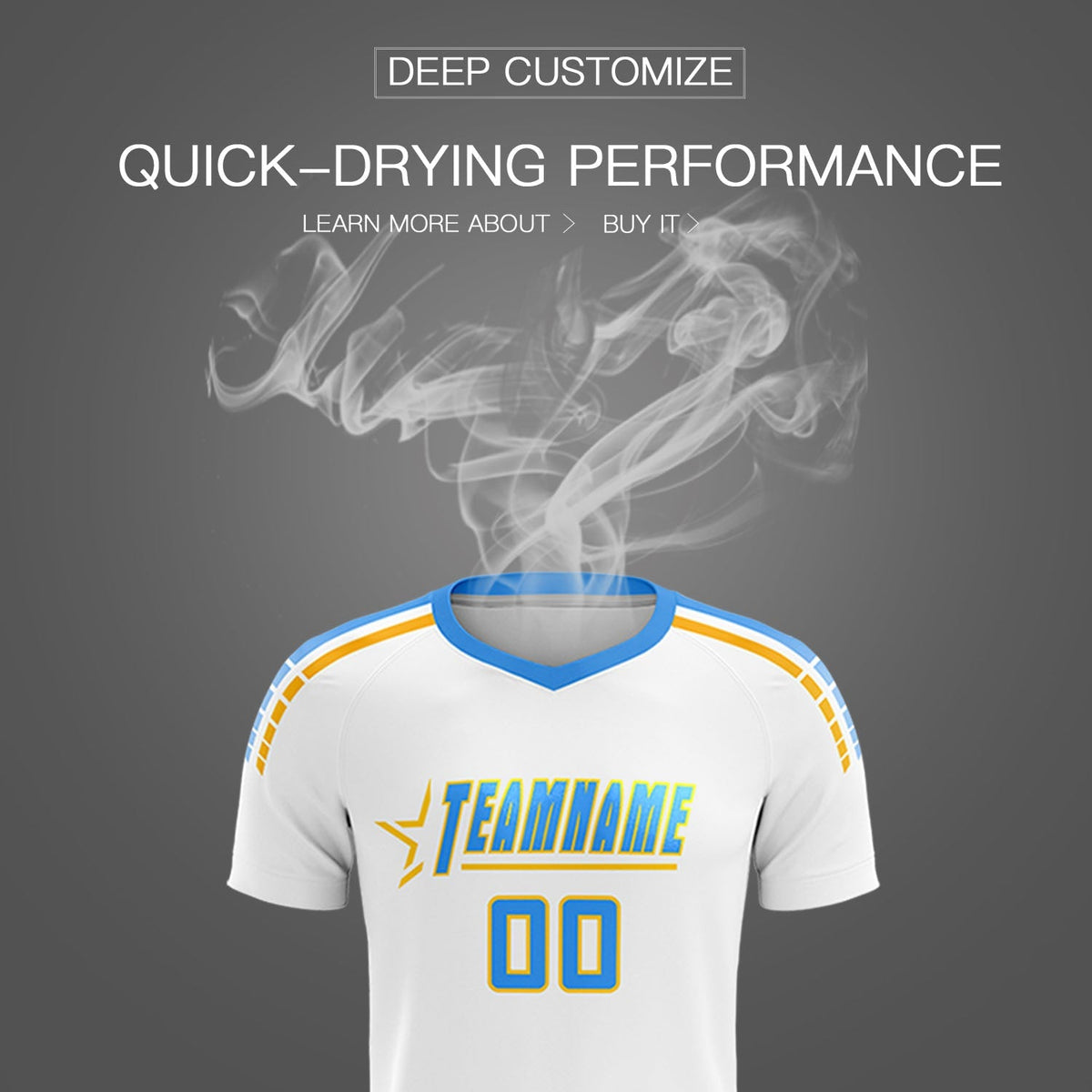 Custom White Raglan Shoulder Striped Soccer Tops/Sets Jersey