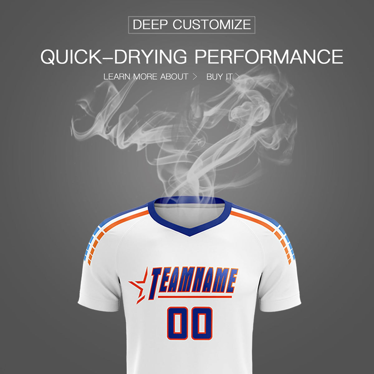 Custom White Raglan Shoulder Striped Soccer Tops/Sets Jersey