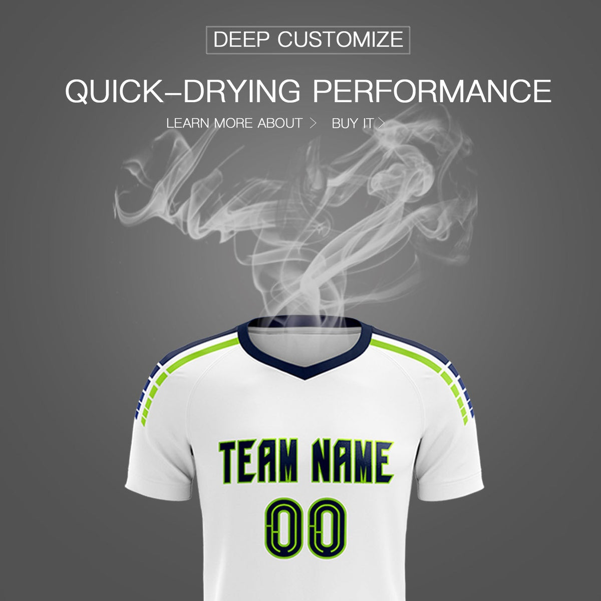 Custom White Raglan Shoulder Striped Soccer Tops/Sets Jersey