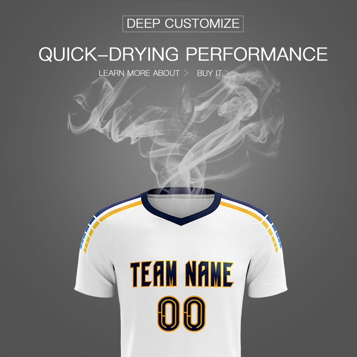 Custom White Raglan Shoulder Striped Soccer Tops/Sets Jersey