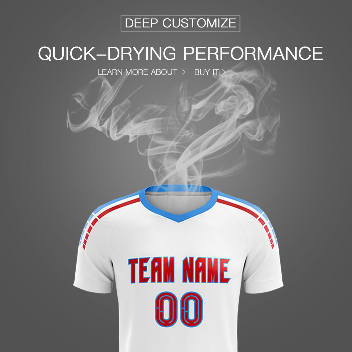 Custom White Raglan Shoulder Striped Soccer Tops/Sets Jersey