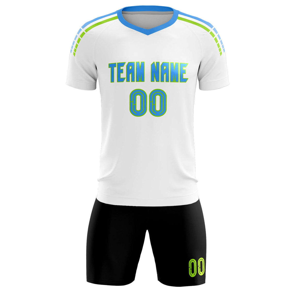 Custom White Raglan Shoulder Striped Soccer Tops/Sets Jersey
