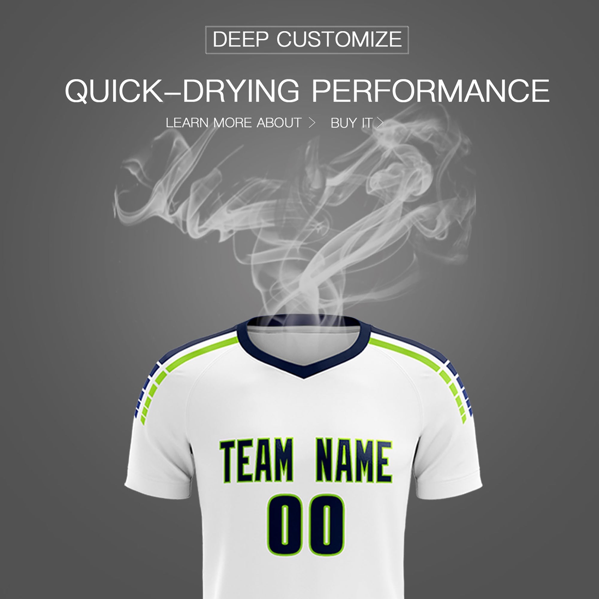 Custom White Raglan Shoulder Striped Soccer Tops/Sets Jersey