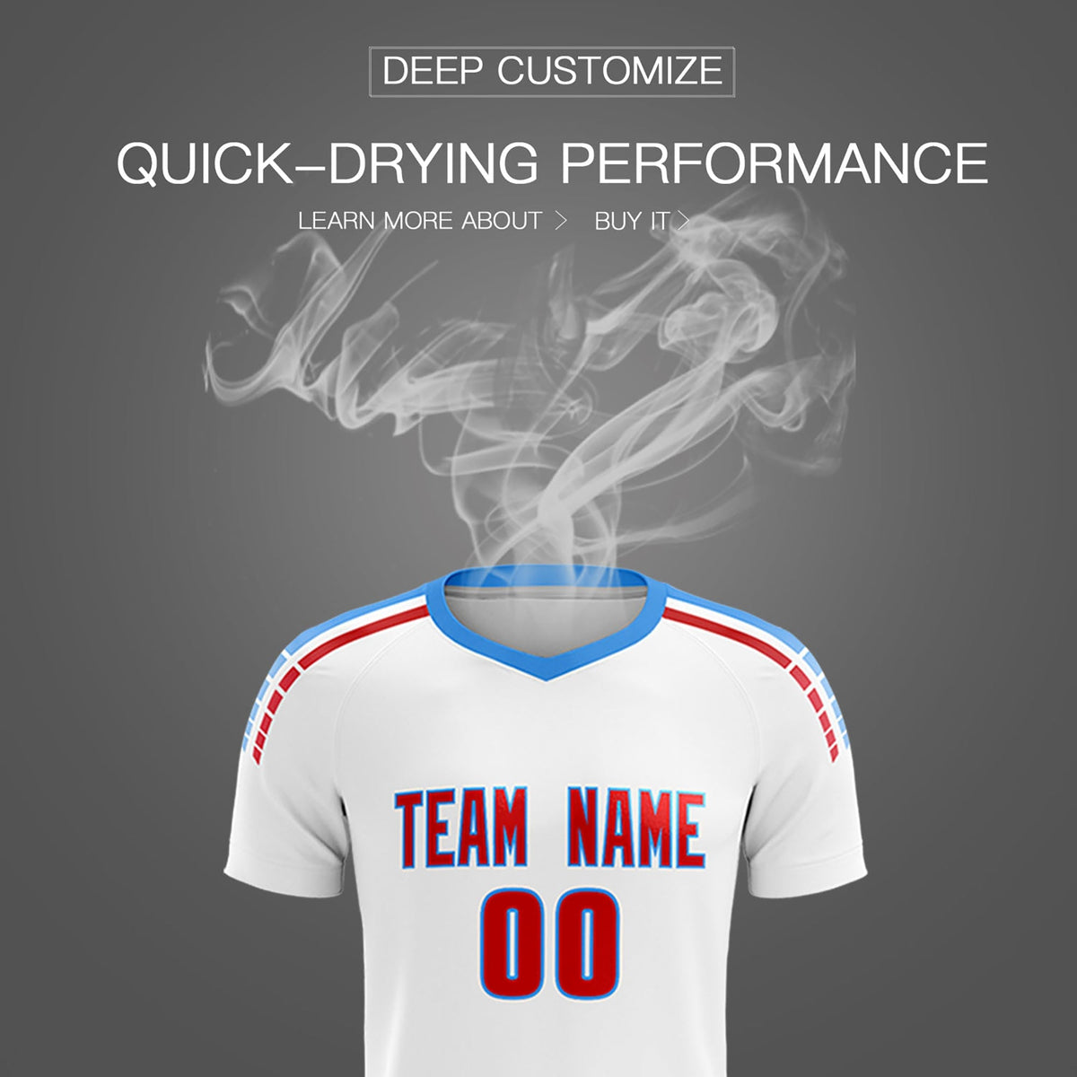 Custom White Raglan Shoulder Striped Soccer Tops/Sets Jersey