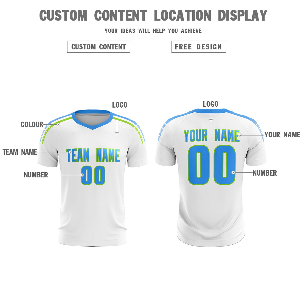 Custom White Raglan Shoulder Striped Soccer Tops/Sets Jersey