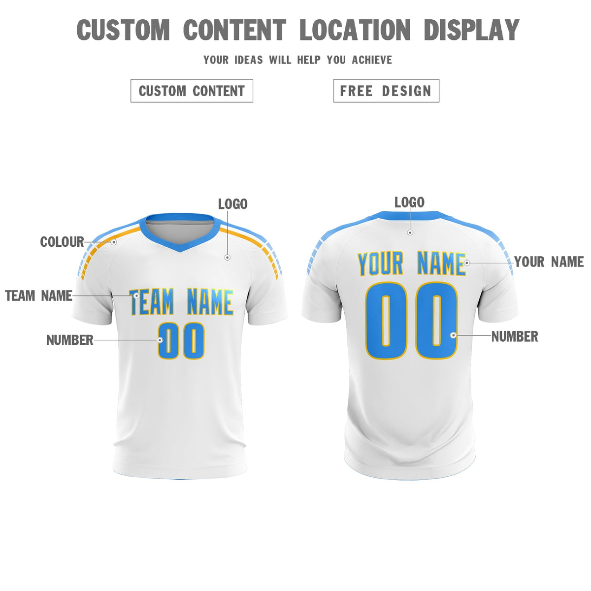 Custom White Raglan Shoulder Striped Soccer Tops/Sets Jersey