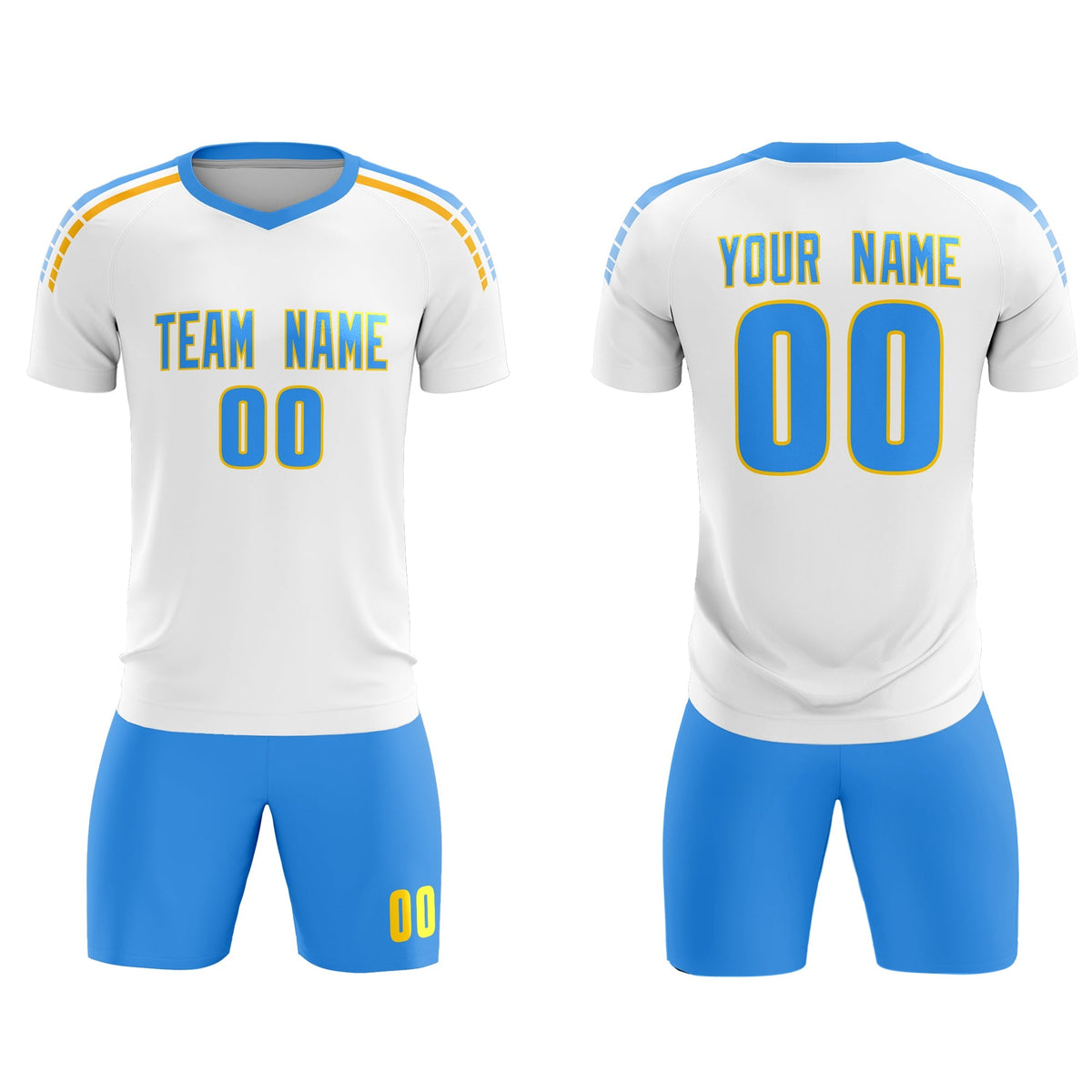 Custom White Raglan Shoulder Striped Soccer Tops/Sets Jersey