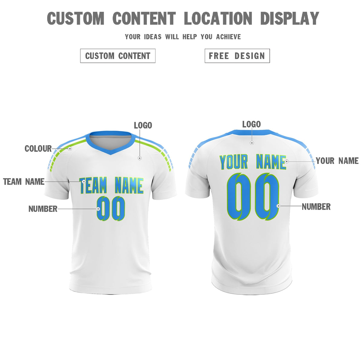 Custom White Raglan Shoulder Striped Soccer Tops/Sets Jersey