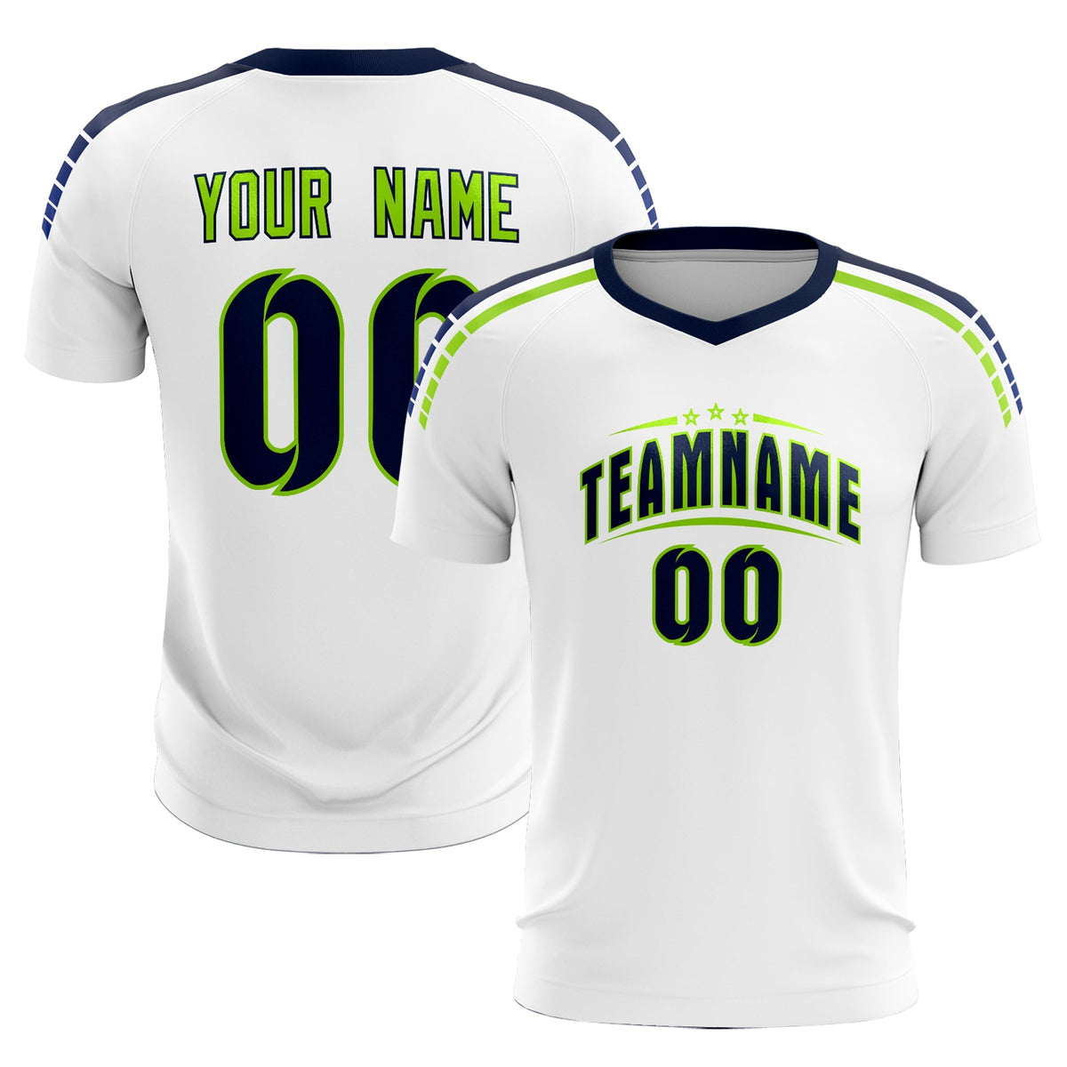 Custom White Raglan Shoulder Striped Soccer Tops/Sets Jersey