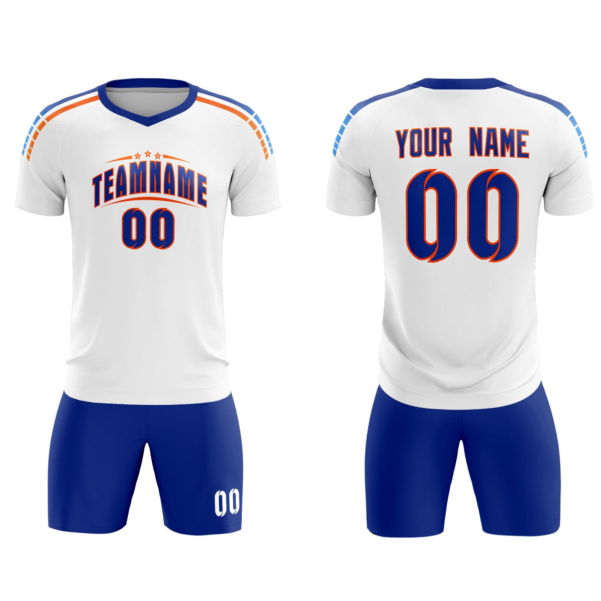 Custom White Raglan Shoulder Striped Soccer Tops/Sets Jersey