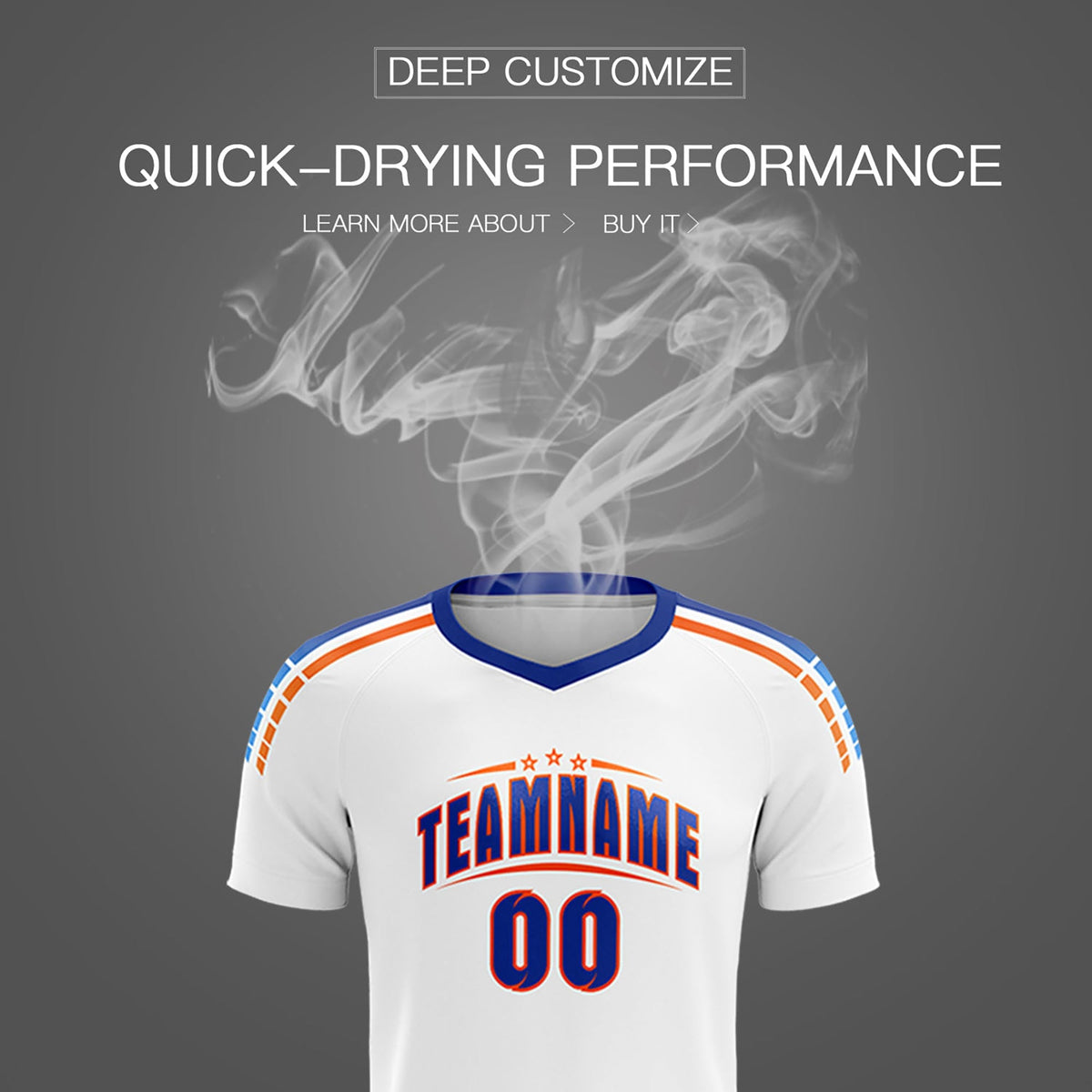 Custom White Raglan Shoulder Striped Soccer Tops/Sets Jersey