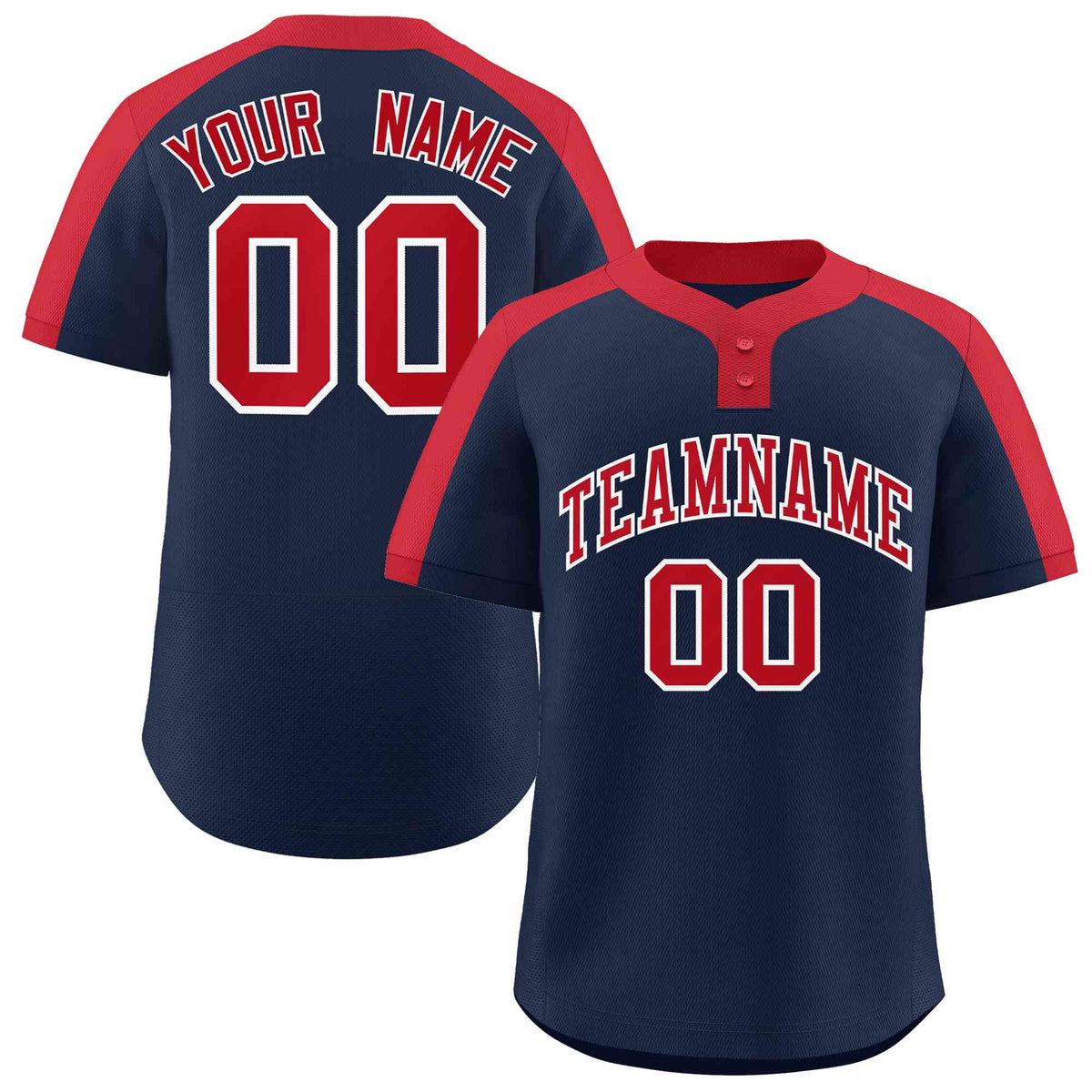 Custom Navy Red-White Classic Style Authentic Two-Button Baseball Jersey