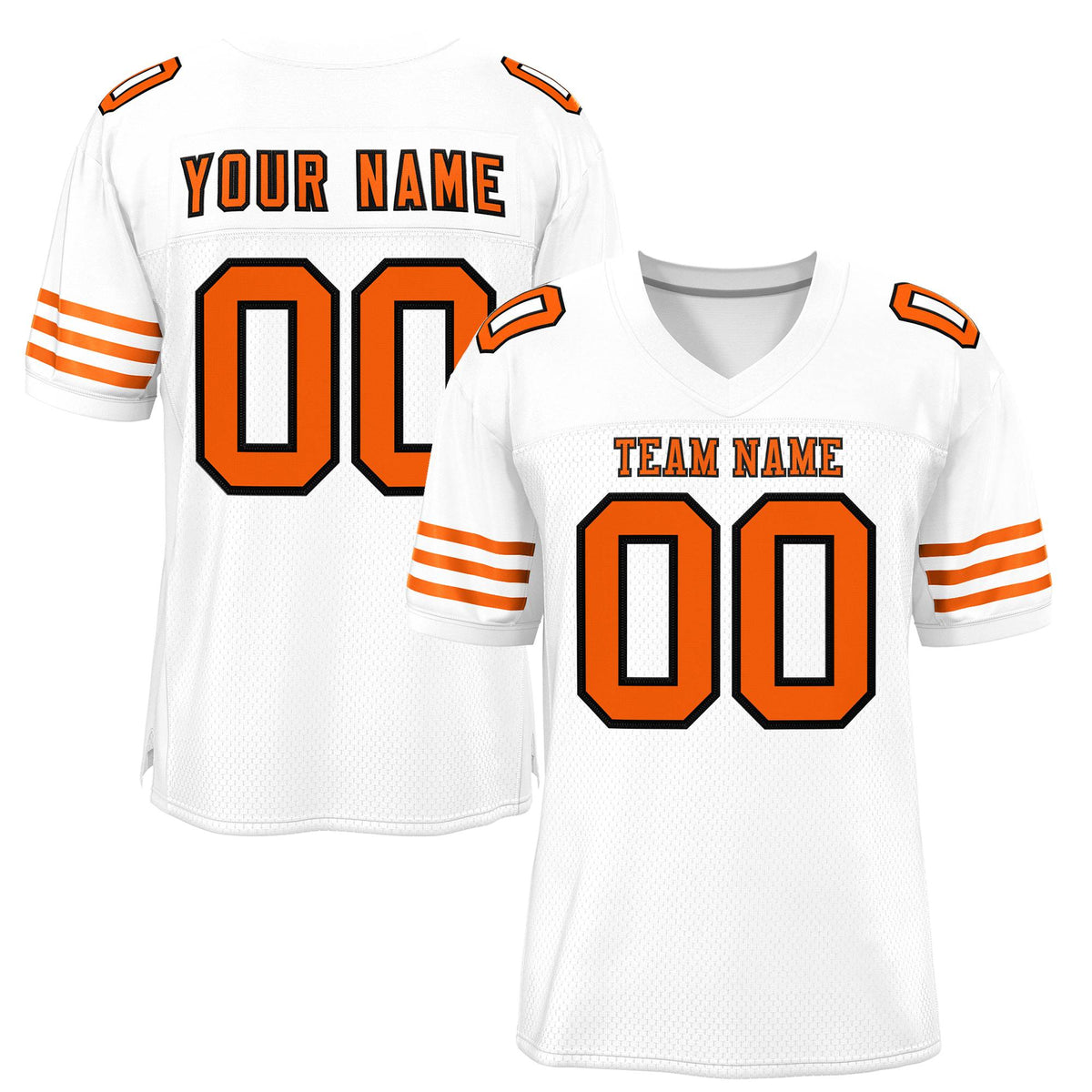 Custom White Orange-Navy Classic Style Mesh Authentic Football Jersey