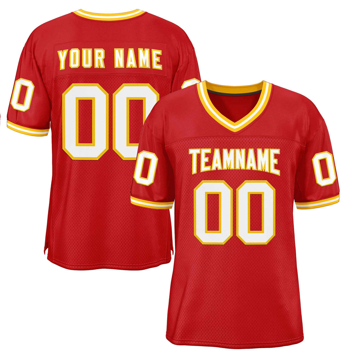 Custom Red White-Gold Classic Style Authentic Football Jersey