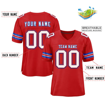Custom Red White-Royal Classic Style Mesh Authentic Football Jersey