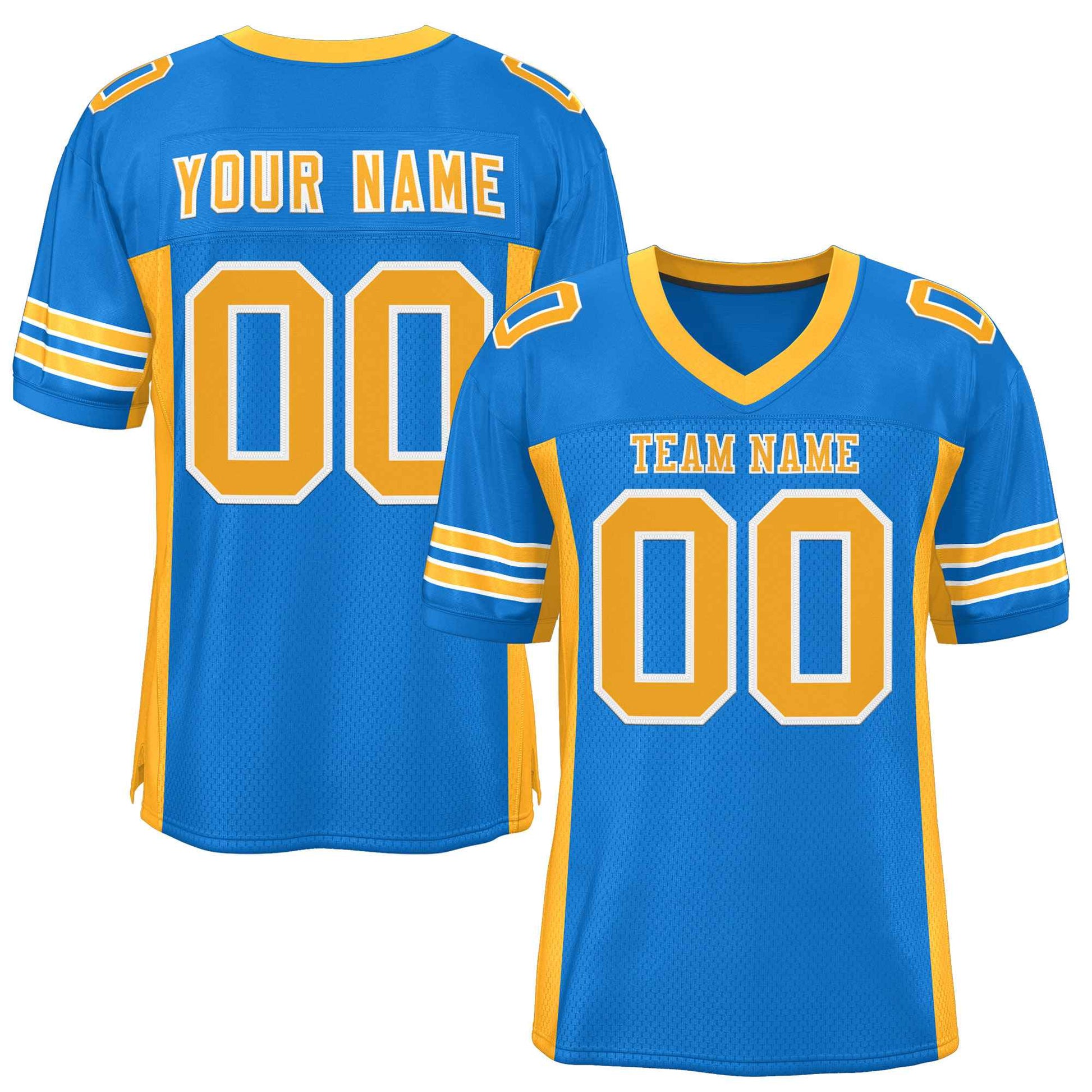 Custom Panther Blue Yellow Insert Color Design Mesh Authentic Football Jersey
