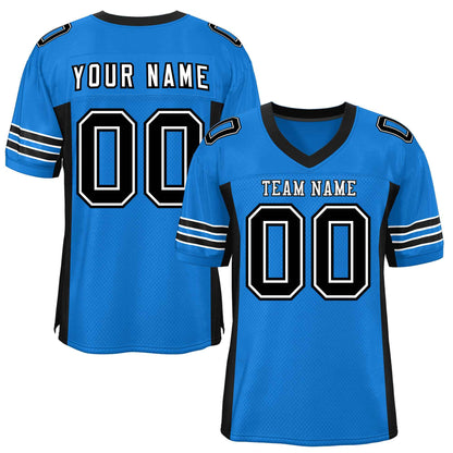 Custom Panther Blue Black Insert Color Design Mesh Authentic Football Jersey