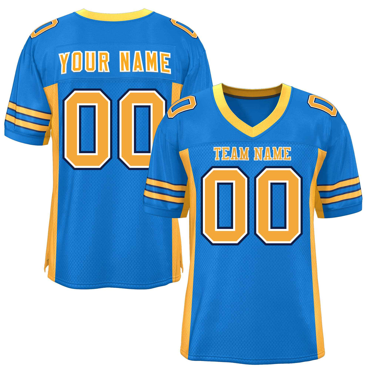 Custom Panther Blue Yellow Insert Color Design Mesh Authentic Football Jersey