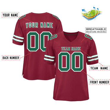 Custom Burgundy Kelly Green-White Classic Style Authentic Football Jersey