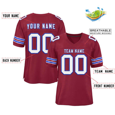 Custom Burgundy White-Royal Classic Style Authentic Football Jersey