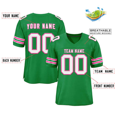 Custom Kelly Green White-Pink Classic Style Authentic Football Jersey